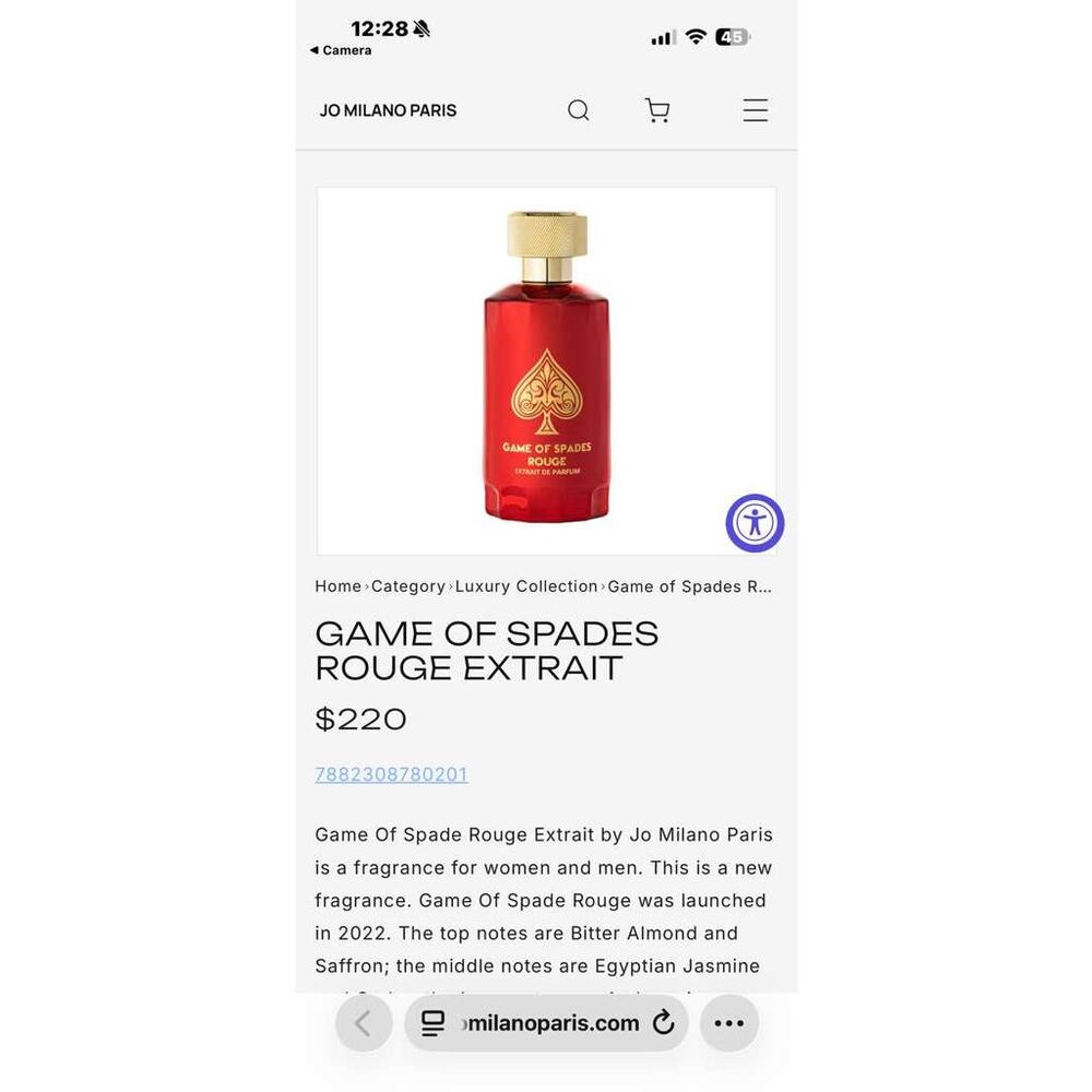 Game Of Spades Rouge Extrait de Parfum by Jo Milano Paris 100ml 3.4 Oz - Picture 3 of 3